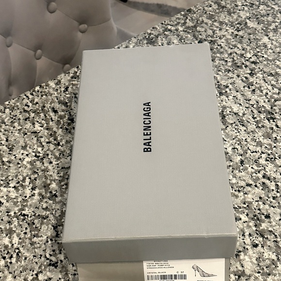 Authentic Balenciaga Rhinestones Embellished Pointed-Toe Pumps size 37 - Picture 12 of 13